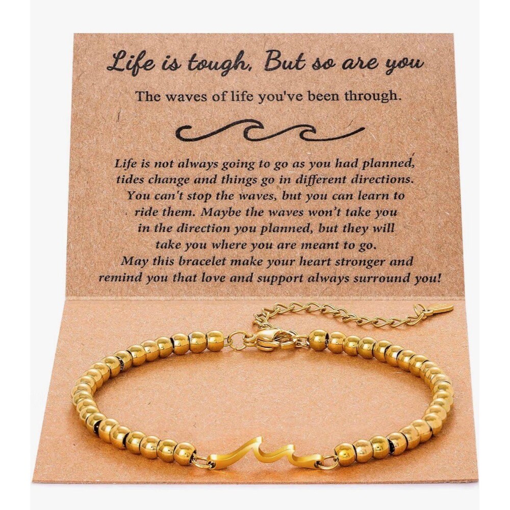 Wave Bracelet Inspirational Gifts for Women-Through The Waves of Life 14K Gold